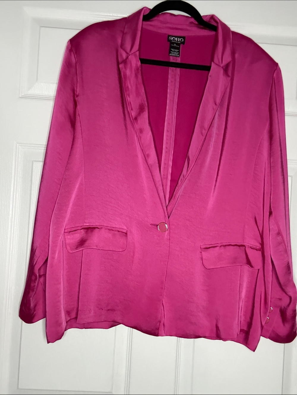 Soho Satin Pink Single-Button Blazer